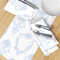 12" Blue and White Rococo Floral Damask 