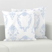 12" Blue and White Rococo Floral Damask 