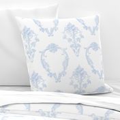 12" Blue and White Rococo Floral Damask 