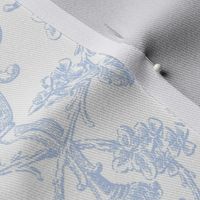 12" Blue and White Rococo Floral Damask 