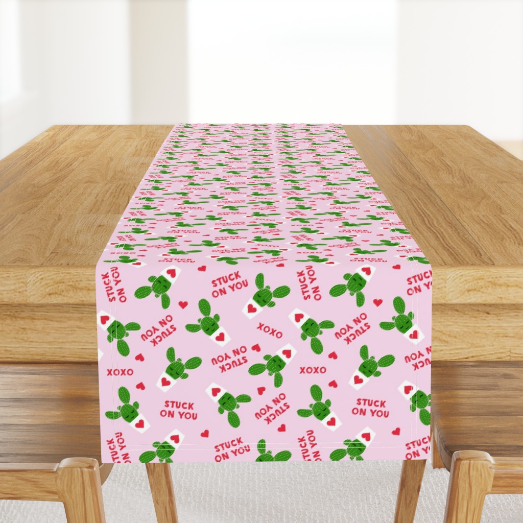 Stuck on you - Cactus Valentines - dark green on light pink C18BS