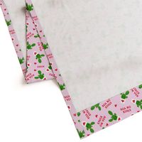 Stuck on you - Cactus Valentines - dark green on light pink C18BS