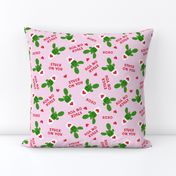 Stuck on you - Cactus Valentines - dark green on light pink C18BS