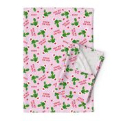 Stuck on you - Cactus Valentines - dark green on light pink C18BS