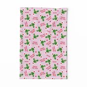 Stuck on you - Cactus Valentines - dark green on light pink C18BS