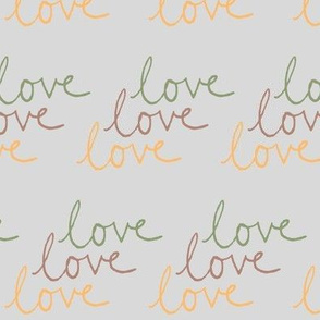 love | Green Pink Yellow on Lightest Gray