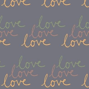 love | Green Pink Yellow on Medium Gray