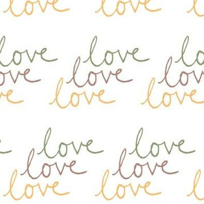 love | Green Pink Yellow on White
