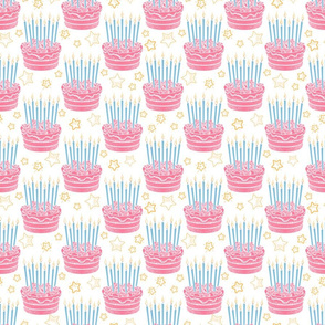 Happy Birthday Pink Cake Blue Candles