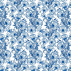 Dutch Flowers Blue on White