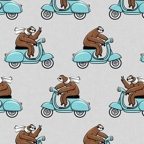 Scooter Sloth - blue on grey