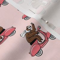 scooter sloth - pink on pink