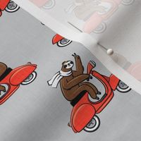 Scooter Sloth - red on grey