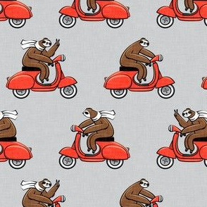 Scooter Sloth - red on grey