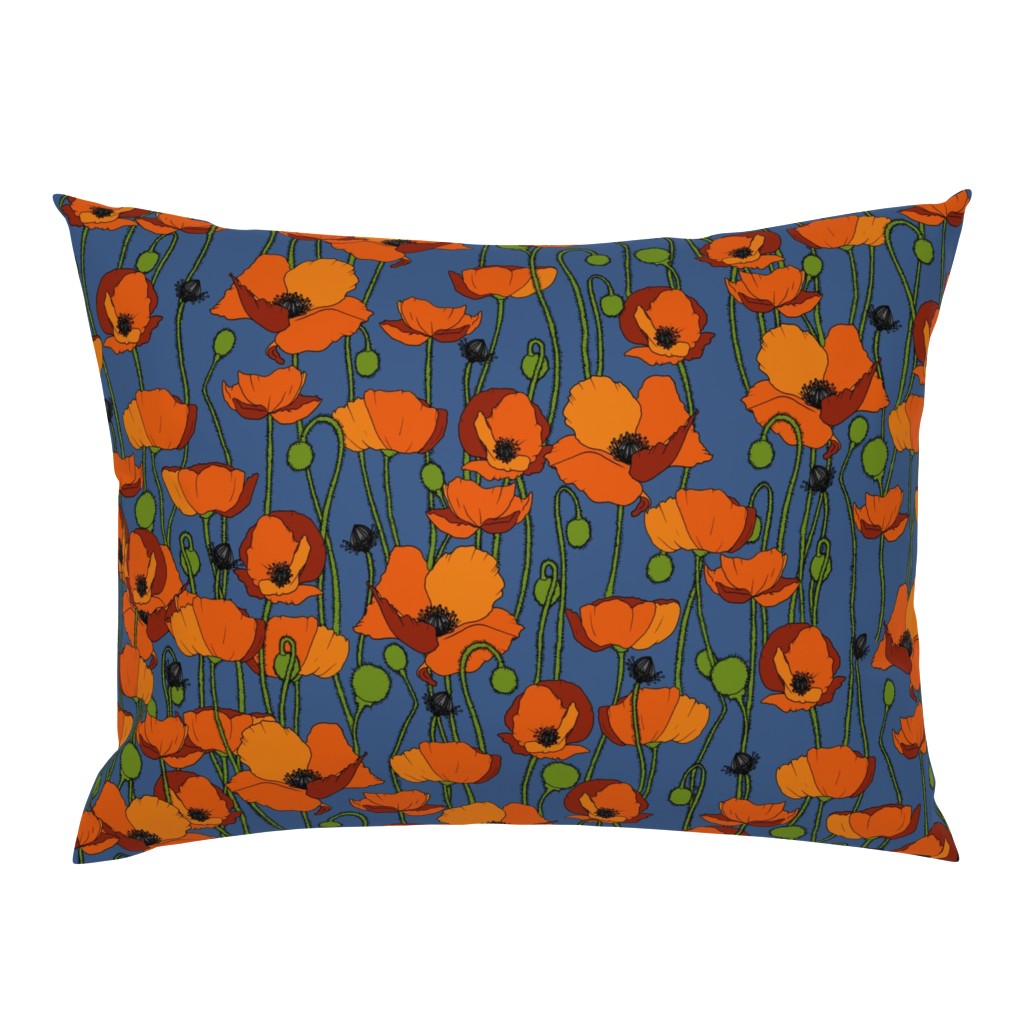 Orange poppy repeat blue - medium