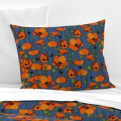 Orange poppy repeat blue - medium