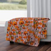 Orange poppy repeat soft pink - medium