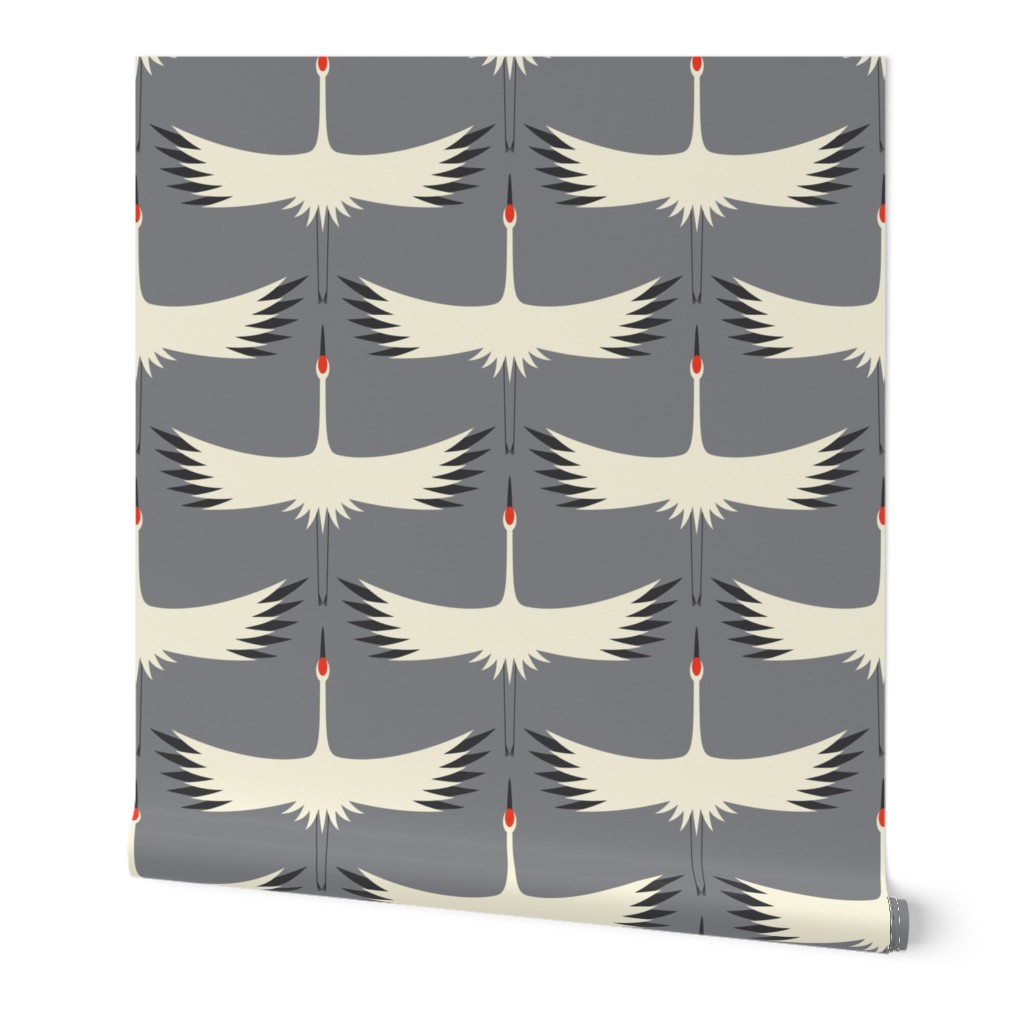 Whooping Crane Migration - Smoke - Larger (428 pixels) (12"Wallpaper Repeat)