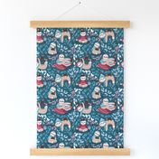 Small scale // Hygge sloth // turquoise and red