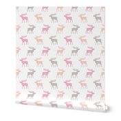 Canadian winter animals woodland Scandinavian moose deer pastel pink girls