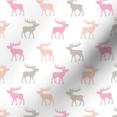 Canadian winter animals woodland Scandinavian moose deer pastel pink girls