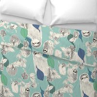 Large scale sloths on turquoise
