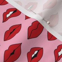 lips pattern fabric - beauty and makeup fabric, girls valentines day fabric, kiss lips fabric - red and pink