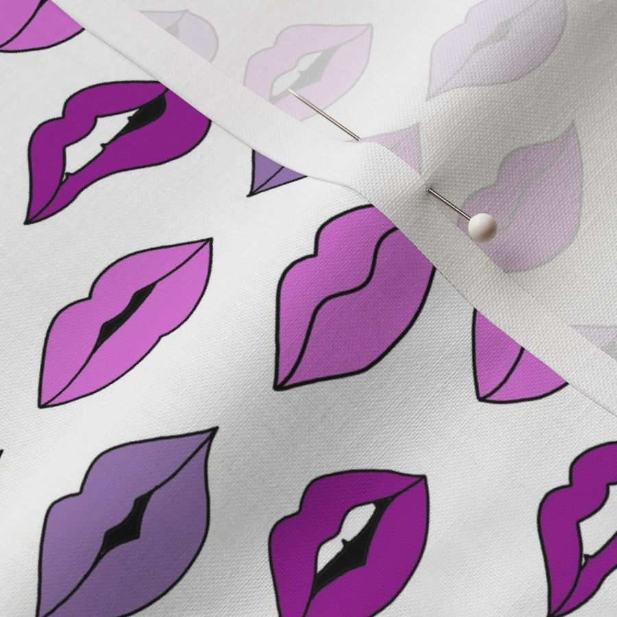 lips pattern fabric - beauty and makeup fabric, girls valentines day fabric, kiss lips fabric -  purples