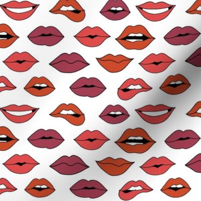lips pattern fabric - beauty and makeup fabric, girls valentines day fabric, kiss lips fabric -  autumn