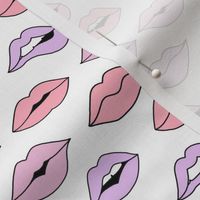 lips pattern fabric - beauty and makeup fabric, girls valentines day fabric, kiss lips fabric -  white and pastel