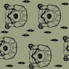 Geometric Bear Head //artichoke green boys kids nursery baby 