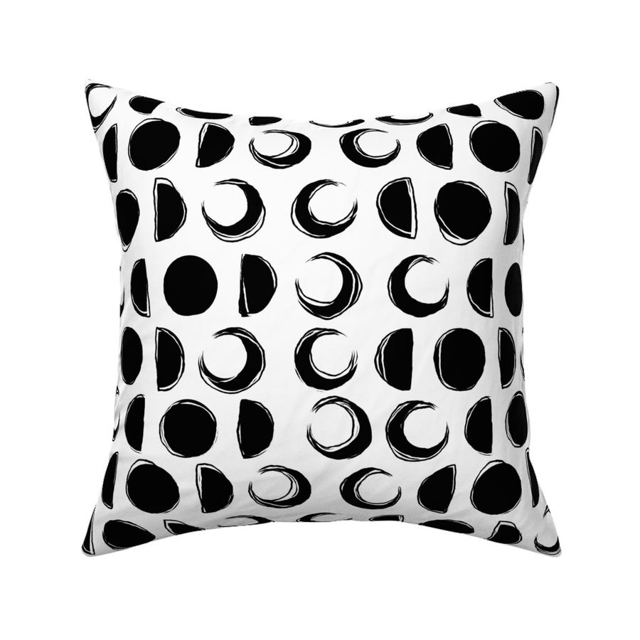 Black & White Hand Drawn Moons - Small - Sketch look Monochrome moon phases