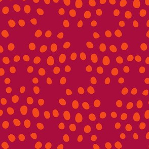 Raspberry + Orange Texture Dots in Hexagon Shape Fat Eighth // Bright + Playful Color with Geometric Floral and Botanical Motifs // Quilting Collection // Small Scale // ZirkusDesign