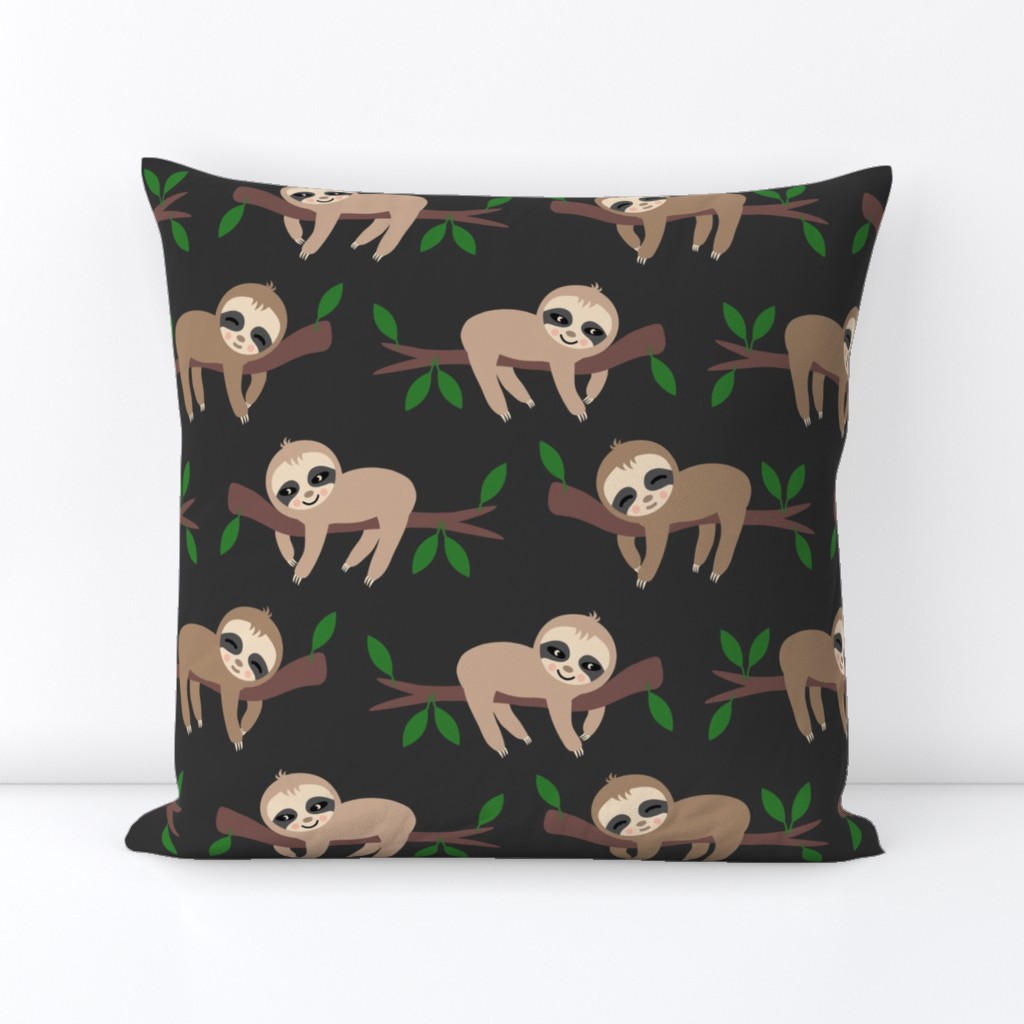 Lazy sloths trees dark brown Wallpaper