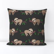 Lazy sloths trees dark brown Wallpaper