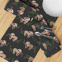 Lazy sloths trees dark brown Wallpaper