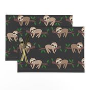 Lazy sloths trees dark brown Wallpaper