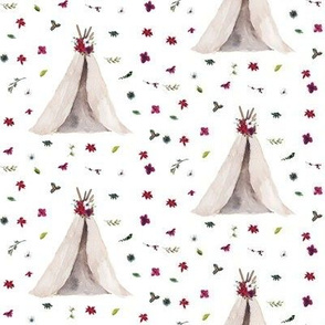 4" Christmas Teepee Floral // White