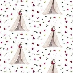 2.5" Christmas Teepee Floral // White