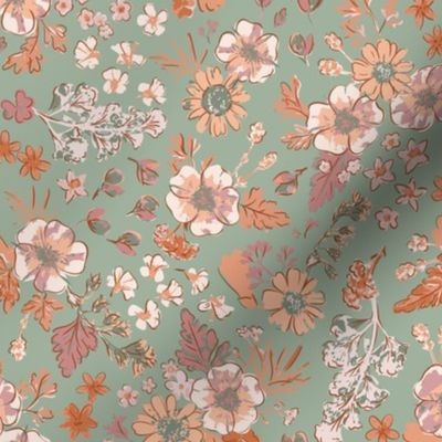 Autumn Floral - Mint Terracotta