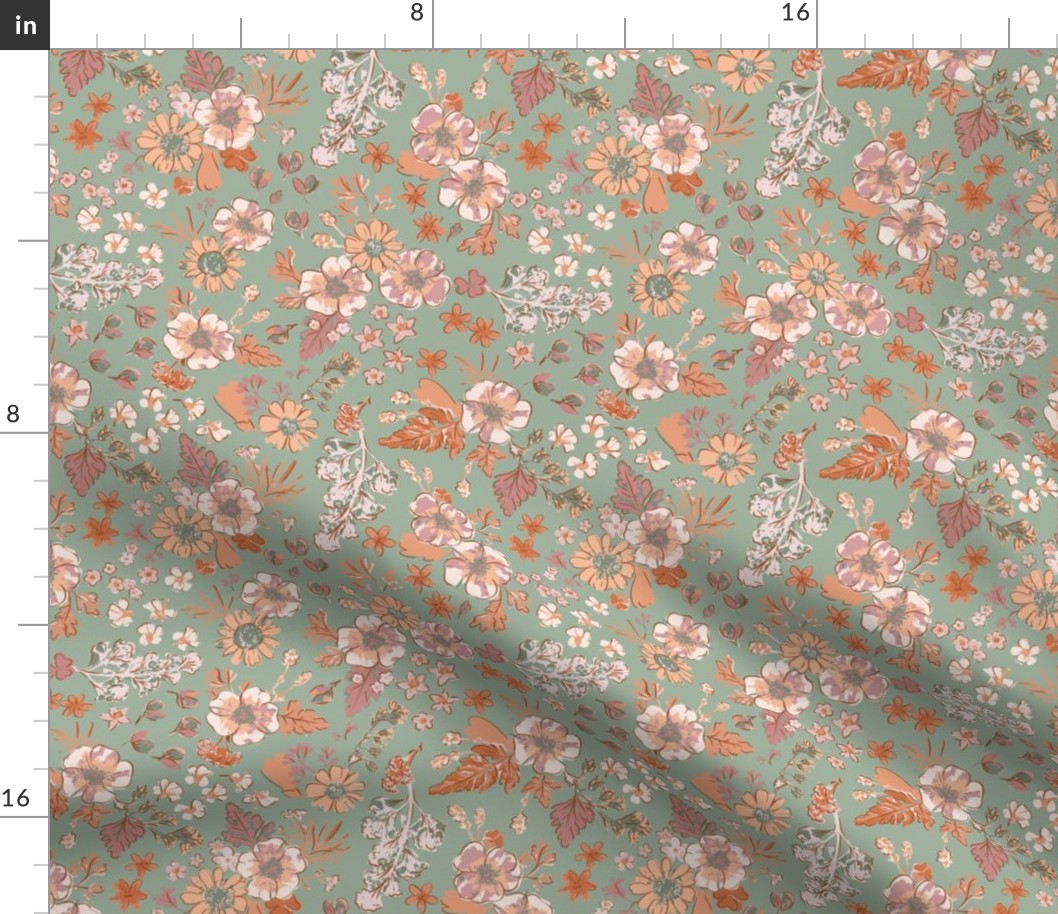 Autumn Floral - Mint Terracotta