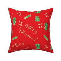 Red Christmas Pattern With Text and Decor