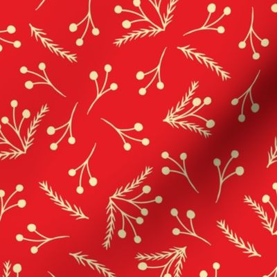 Christmas Pattern with Branches and Berries