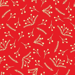 Christmas Pattern with Branches and Berries