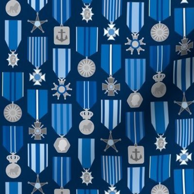 military medals in a blue harmony