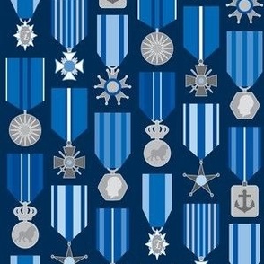 military medals in a blue harmony