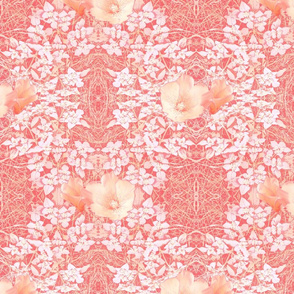 Mountain Wildflowers in Pastel Coral, Ivory and Peach