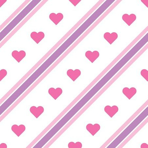 Diagonal Lines with Hearts Pattern