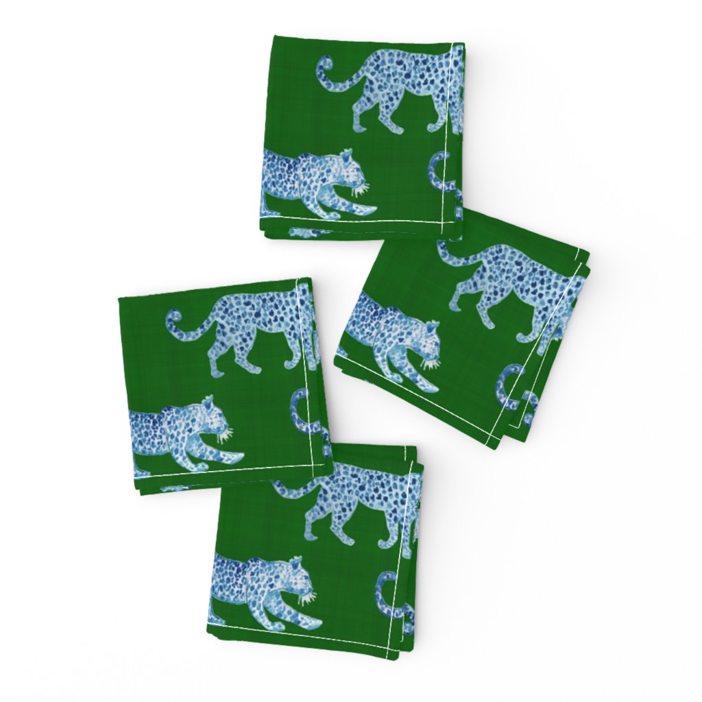 Leopard Parade Blue on Green