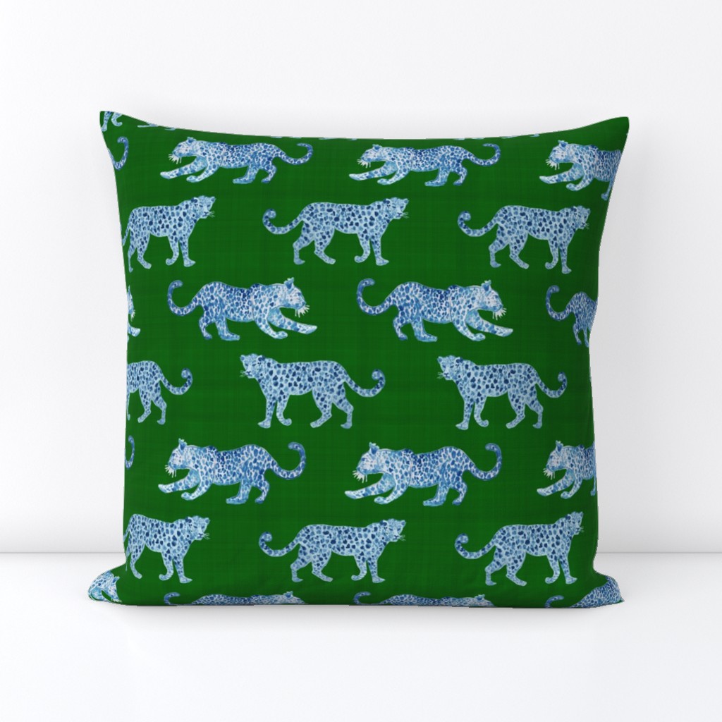 Leopard Parade Blue on Green